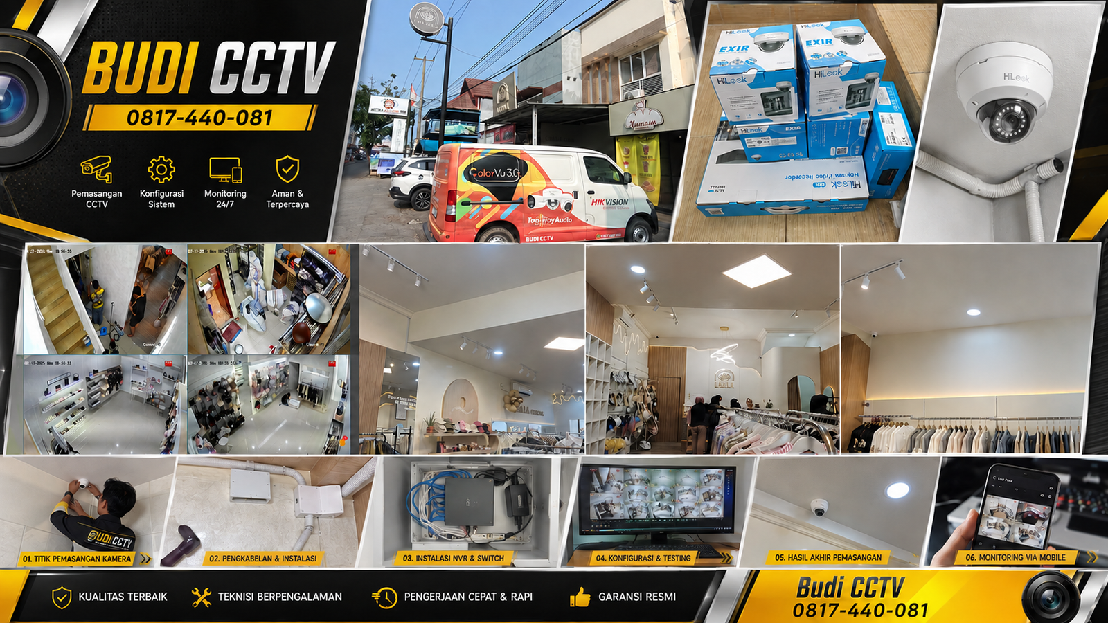 Instalasi CCTV HiLook Penyimpanan Rekaman Andal Toko Pemalang