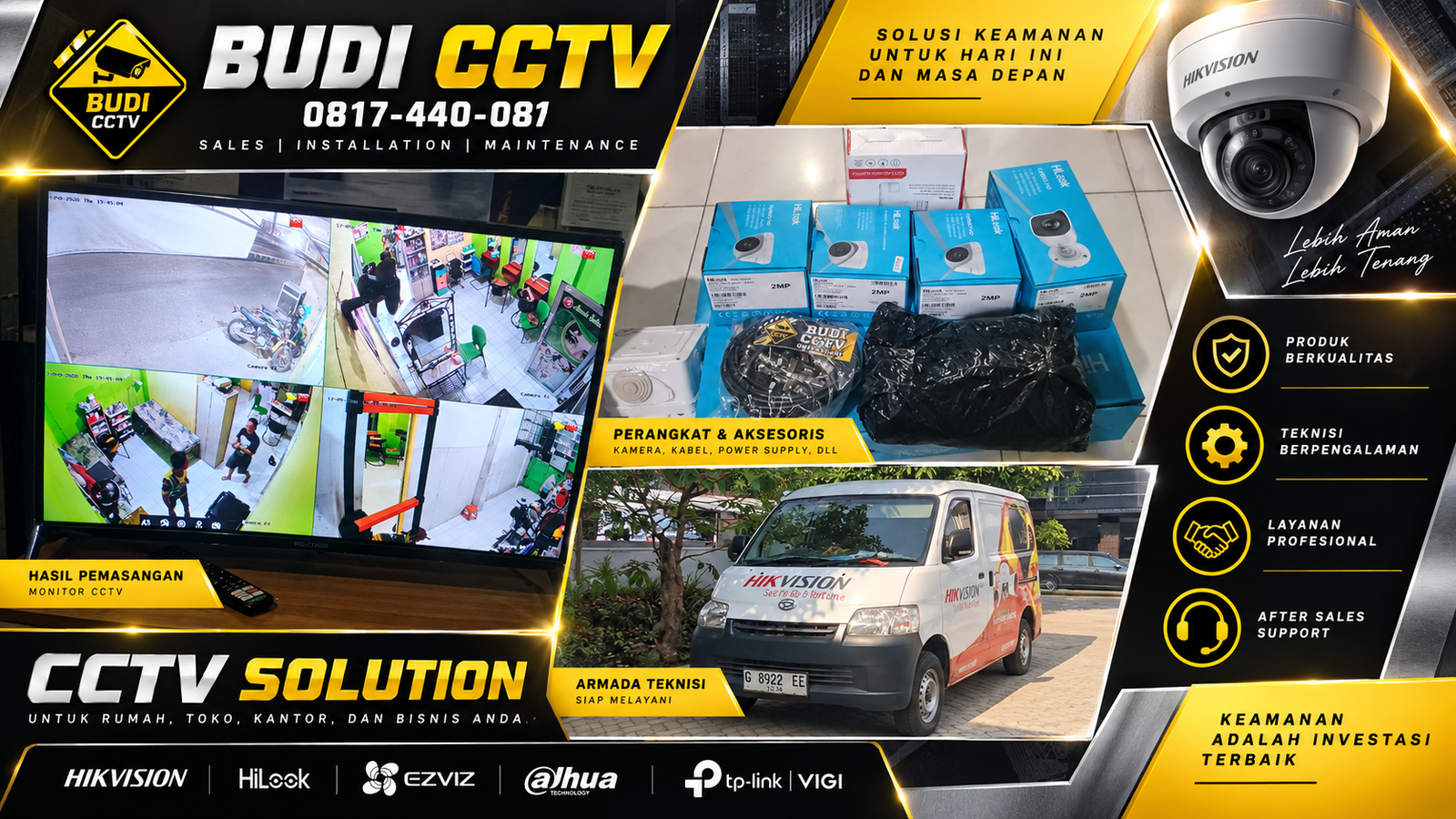Pemasangan CCTV Hilook di Salon Kecantikan Pemalang, Garansi Resmi
