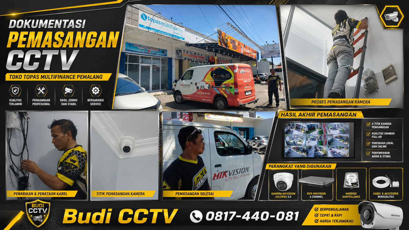 Pemasangan CCTV Hilook Infra Red + Audio 4 Channel di Kantor Notaris Amalia Rahayu Pemalang