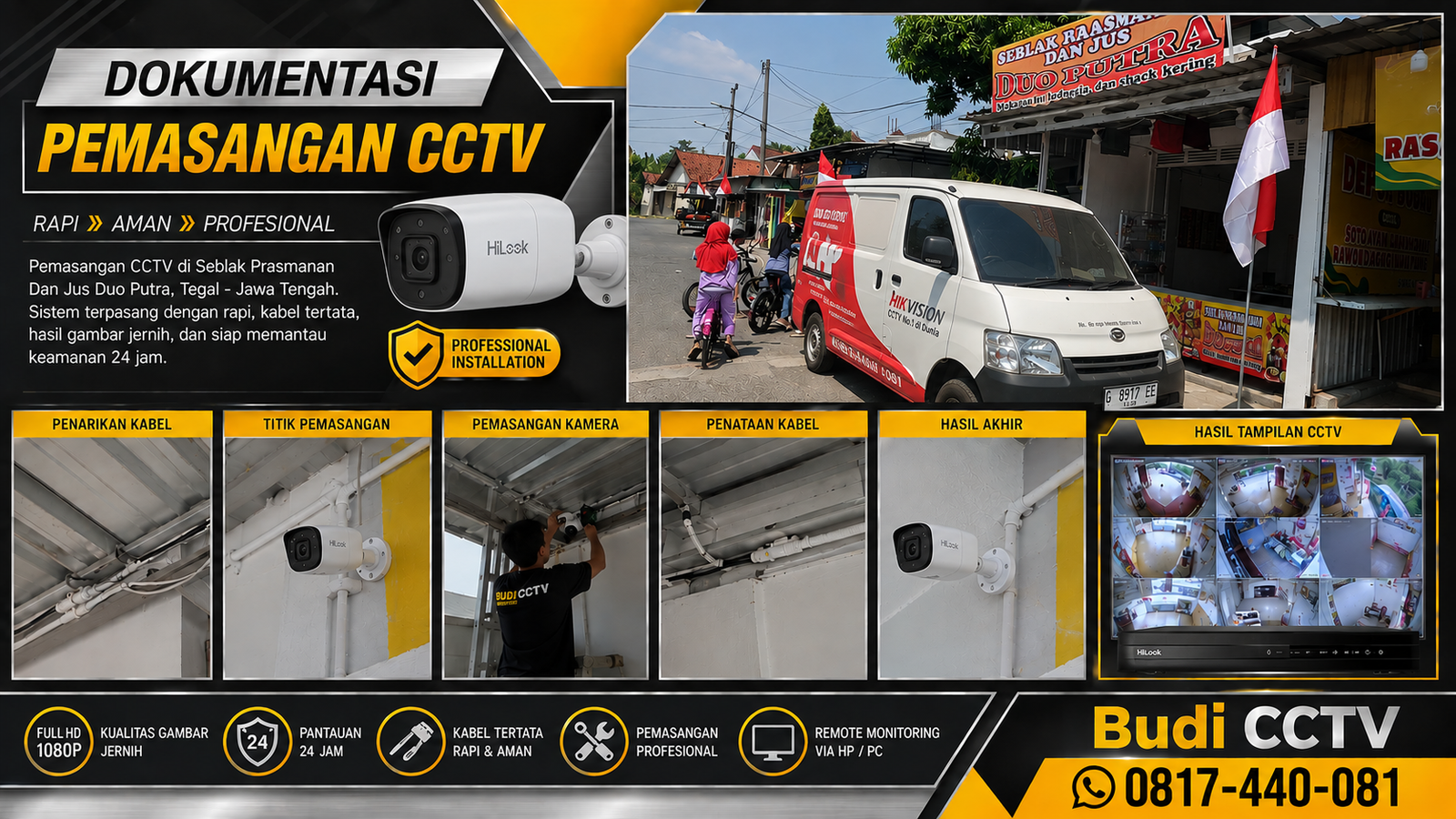 Pemasangan CCTV HiLook Warung Seblak di Tegal, Unggul Dibanding Merk Lain
